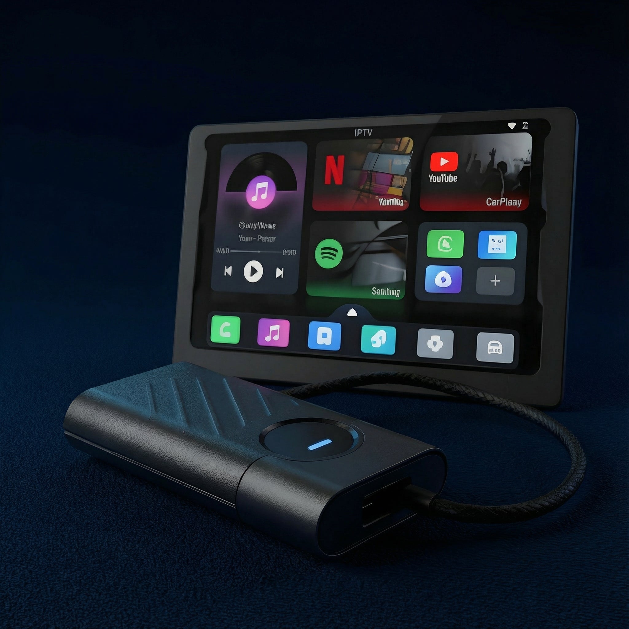 Films, télévision et YouTube dans la voiture, adaptateur CarPlay et Android Auto 5 en 1