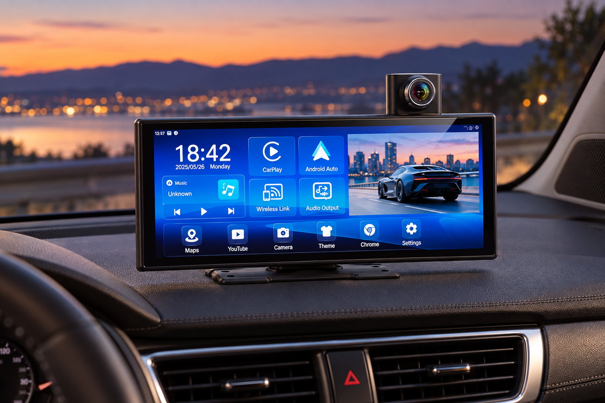 Perglot AutoScreen — 10,25″ екран за кола с безжичен CarPlay и Android Auto